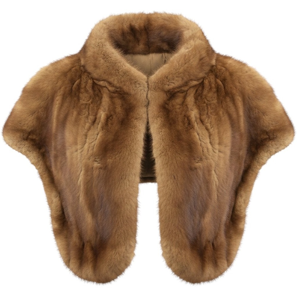 Neiman Marcus Mink Fur Stole Womens OS Brown Vintage Wrap Bolero Glamour